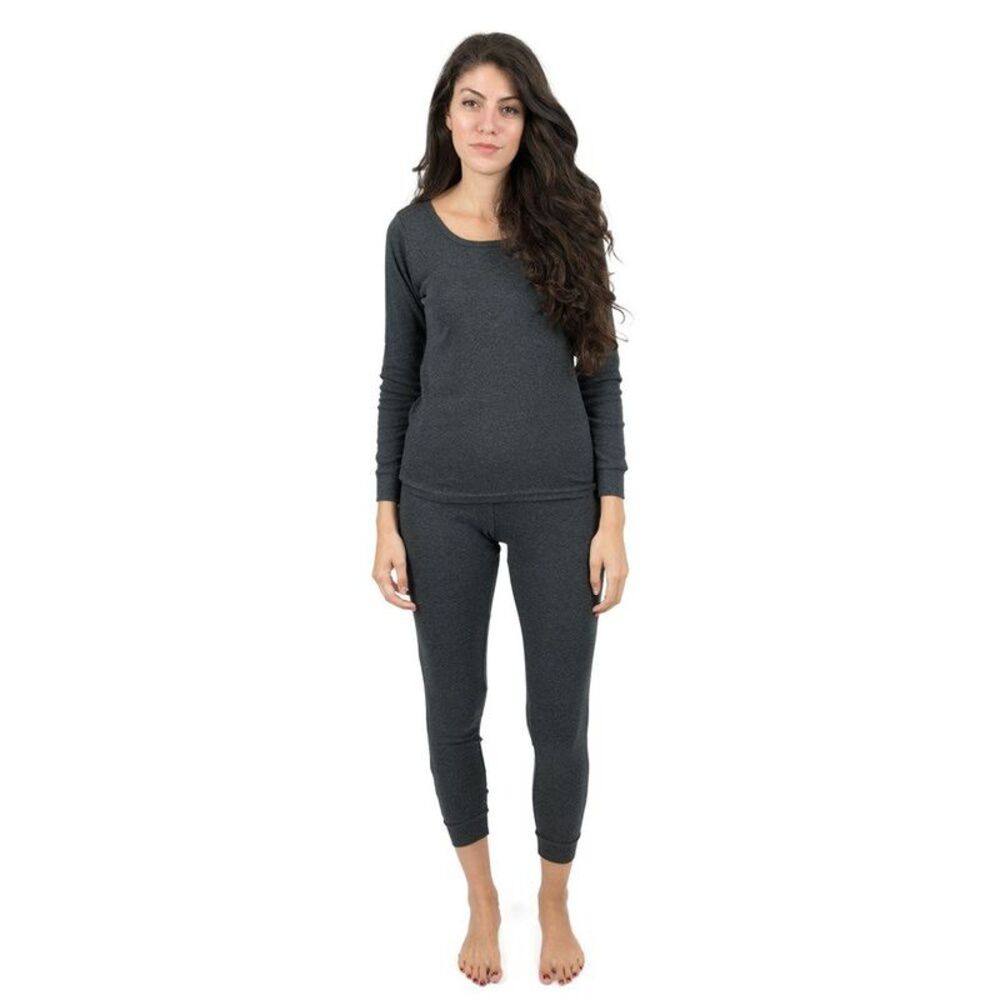 Leveret Womens Two Piece Cotton Pajamas Solid Dark Gray M